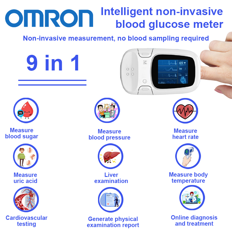 【9 w 1】Nieinwazyjny inteligentny glukometr【nieinwazyjny pomiar glukozy we krwi + pomiar ciśnienia krwi + pomiar kwasu moczowego + pomiar temperatury ciała + generowanie raportu z badania fizykalnego + diagnostyka i leczenie online + badanie czynności wątroby + badanie układu krążenia + pomiar rytmu serca】