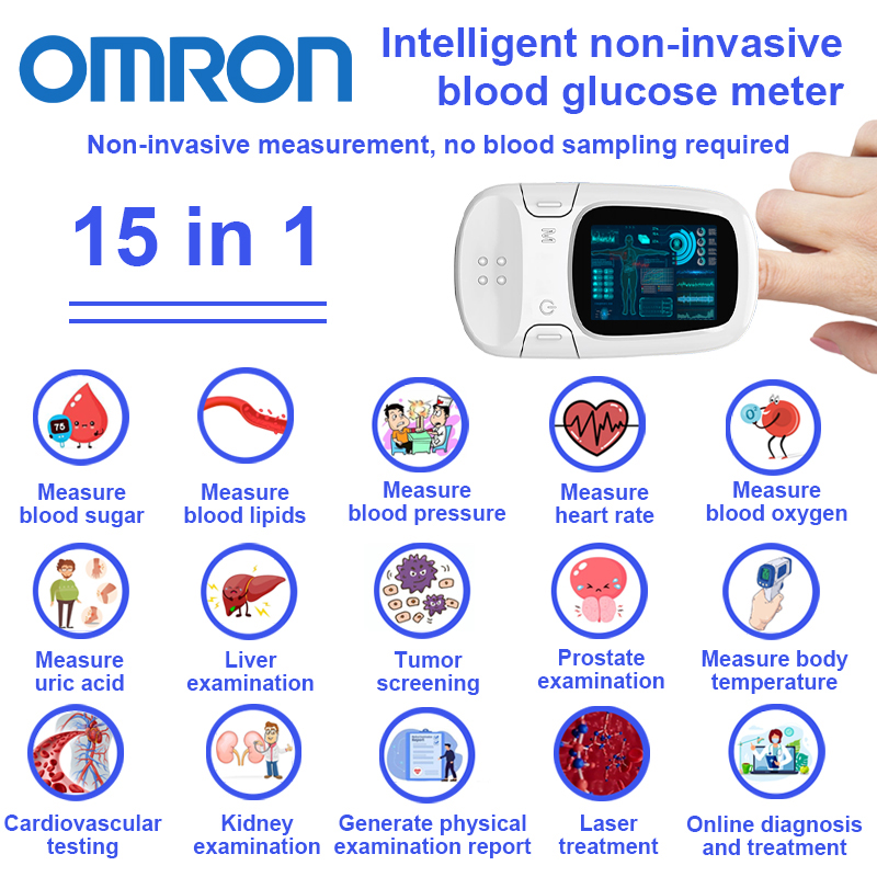 【15 w 1】Nieinwazyjny inteligentny glukometr【nieinwazyjny pomiar poziomu cukru we krwi + pomiar ciśnienia krwi + pomiar kwasu moczowego + pomiar temperatury ciała + generowanie raportu z badania fizykalnego + diagnostyka i leczenie online + badanie czynności wątroby + badanie układu krążenia + pomiar tętna + leczenie laserem + badanie prostaty + pomiar tlenu we krwi + pomiar lipidów we krwi + badanie przesiewowe w kierunku raka + badanie nerek】